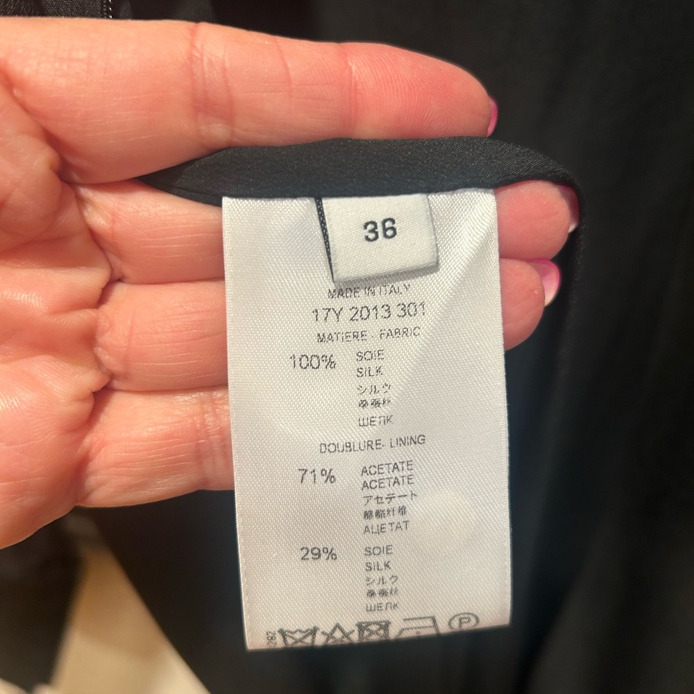 Givenchy 100% Silk Black Midi Long Sheer Sleeve Zip Back Dress Size 36 - Picture 6 of 7